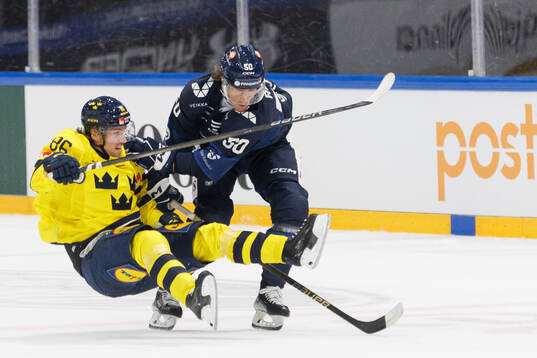 Mathias Bromé of Sweden in the ice hockey game between