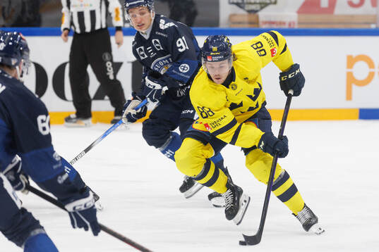Malte Strömwall of Sweden in the ice hockey game between