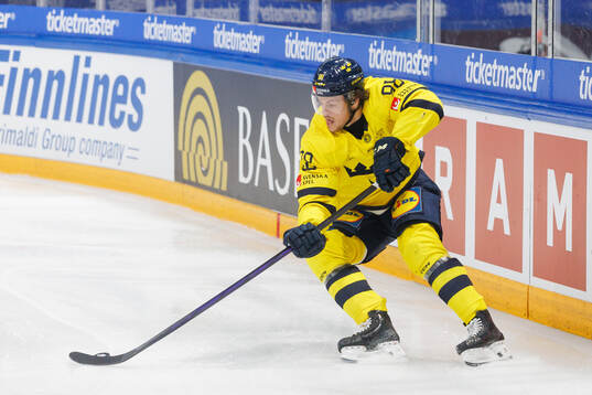 Malte Strömwall of Sweden in the ice hockey game between