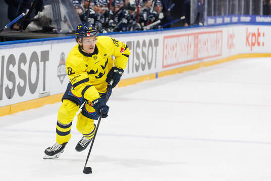 Malte Strömwall of Sweden in the ice hockey game between