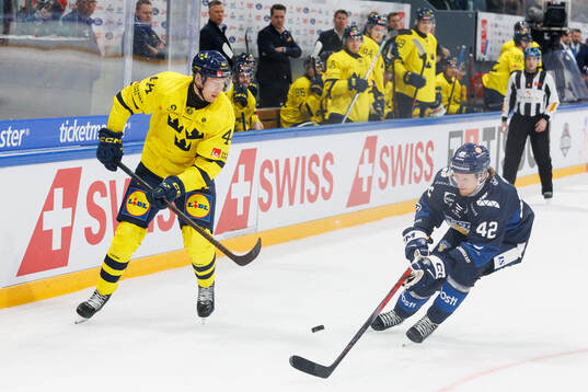Victor Ejdsell of Sweden in the ice hockey game between