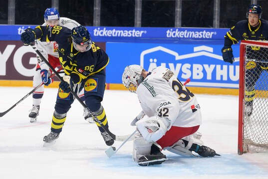 Mathias Bromé of Sweden in the ice hockey game between