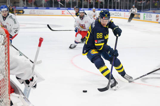 Malte Strömwall of Sweden in the ice hockey game between