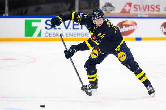 Victor Ejdsell of Sweden in the ice hockey game between