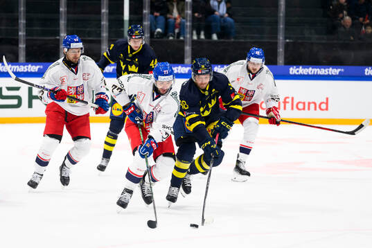 Linus Sandin of Sweden in the ice hockey game between Czech