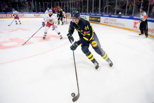 Victor Ejdsell of Sweden in the ice hockey game between