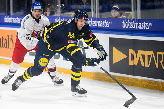 Victor Ejdsell of Sweden in the ice hockey game between