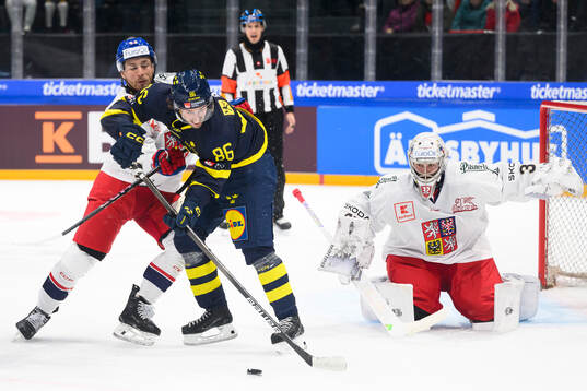 Mathias Bromé of Sweden in the ice hockey game between
