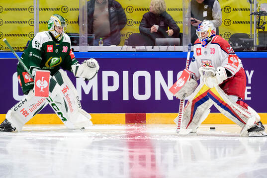 goaltender Damian Clara of Färjestad  and goaltender David