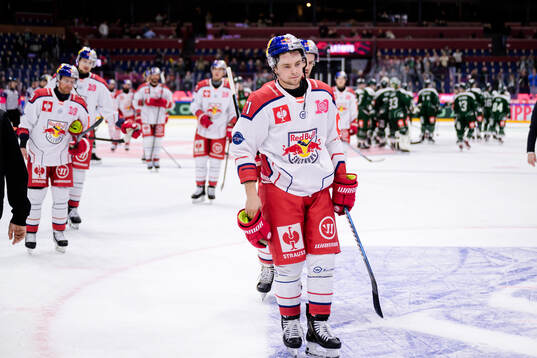 Troy Bourke of EC Red Bull Salzburg looks dejected