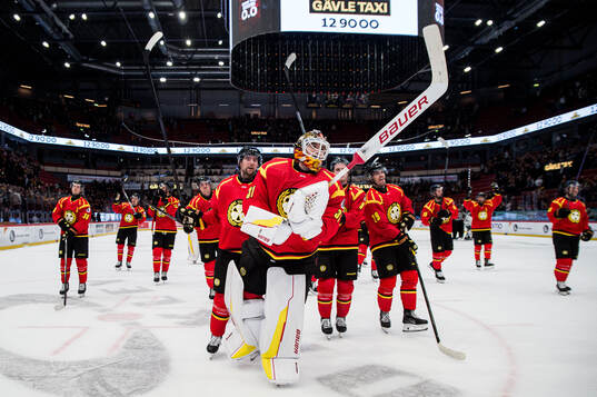 Brynäs målvakt Erik Källgren jublar