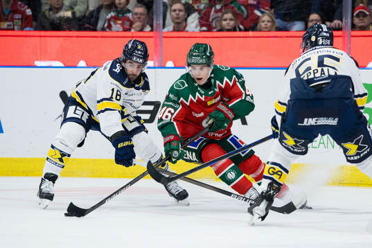 HV71s Joseph Laleggia och Mikael Seppälä mot Frölundas