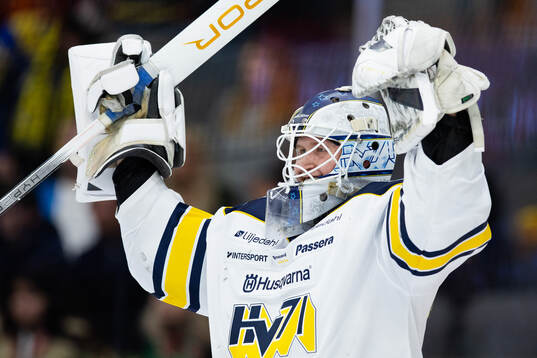 HV71s målvakt Olof Glifford jublar