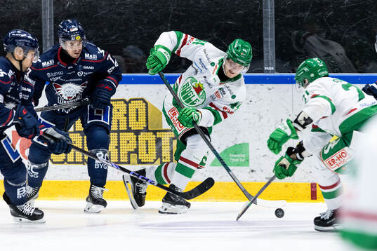 Linköpings Rasmus Rissanen och Nicholas Shore mot Rögles