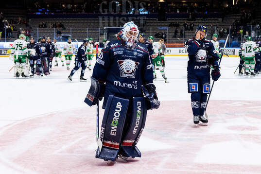 Linköpings målvakt Christian Heljanko och Ty Rattie deppar