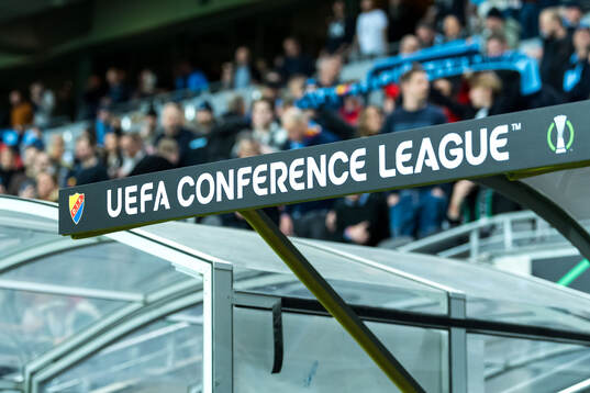UEFA Conference League logo at Tele2 Arena
