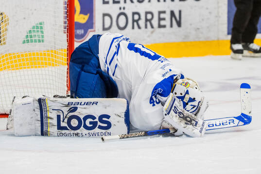 Leksands målvakt Mantas Armalis deppar