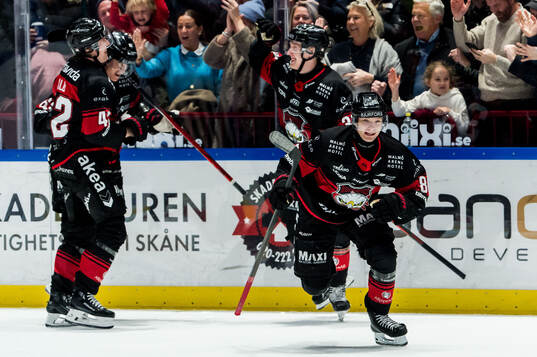 Malmö Redhawks Johan Olofsson jublar