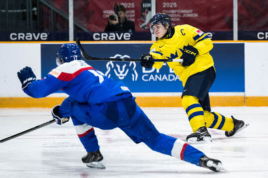 Axel Sandin-Pellikka of Sweden scores 1-3