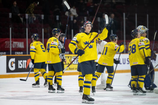 David Edstrom of Sweden celebrates