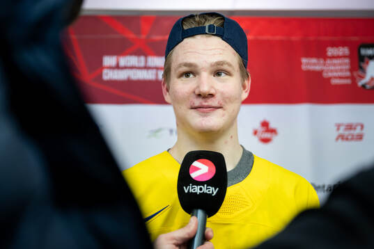 Rasmus Bergqvist of Sweden is interviewed