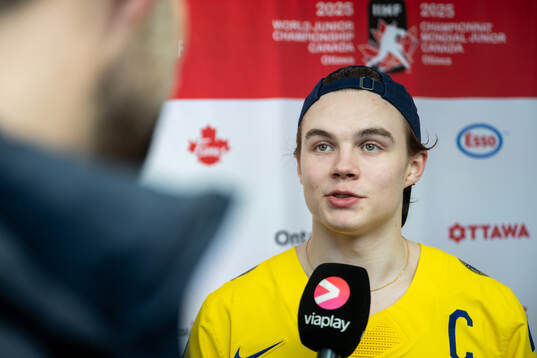 Axel Sandin-Pellikka of Sweden is interviewed