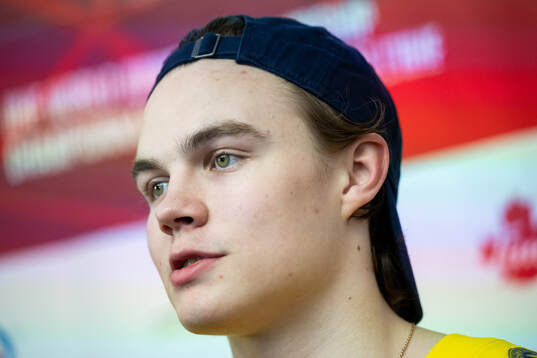 Axel Sandin-Pellikka of Sweden is interviewed