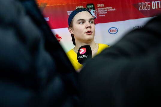 Axel Sandin-Pellikka of Sweden is interviewed