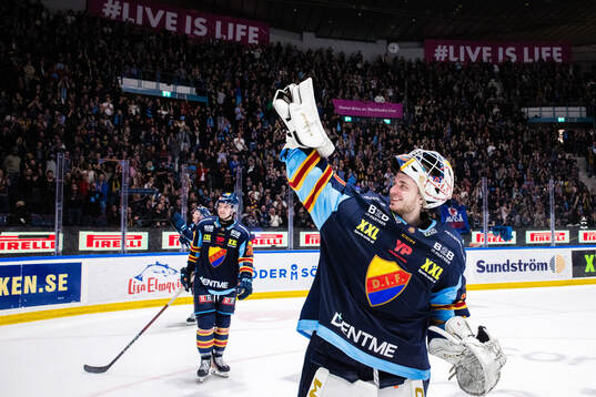 Djurgårdens målvakt Hugo Hävelid jublar