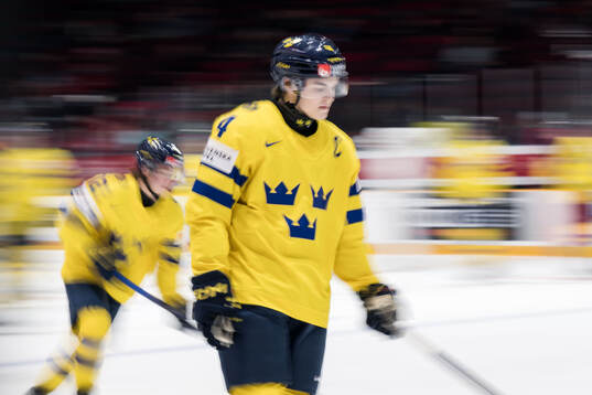 Axel Sandin-Pellikka of Sweden ahead ofof the 2025 IIHF