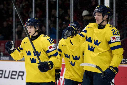 Victor Eklund and Anton Wahlberg of Sweden celebrate