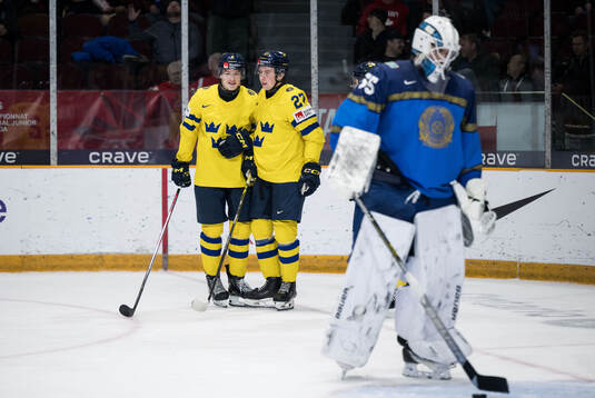 Rasmus Bergqvist and David Granberg of Sweden celebrate