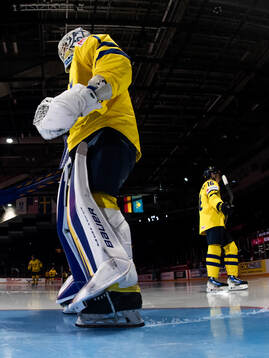 Goaltender Marcus Gidlöf of Sweden