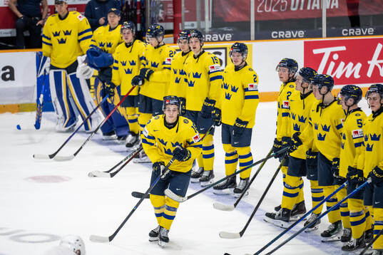 Victor Eklund is awarded player of the game for Sweden