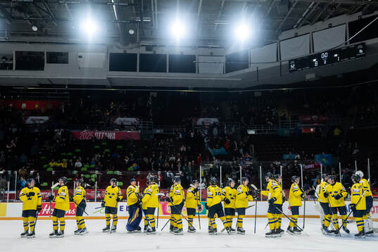Players of Sweden celebrate