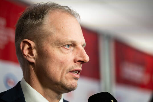 Head coach Magnus Hävelid of Sweden is interviewed