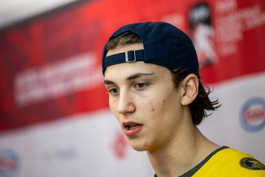 Victor Eklund  of Sweden is interviewed