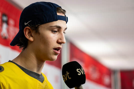 Victor Eklund  of Sweden is interviewed
