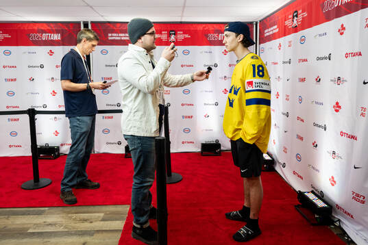 Victor Eklund of Sweden is interviewed