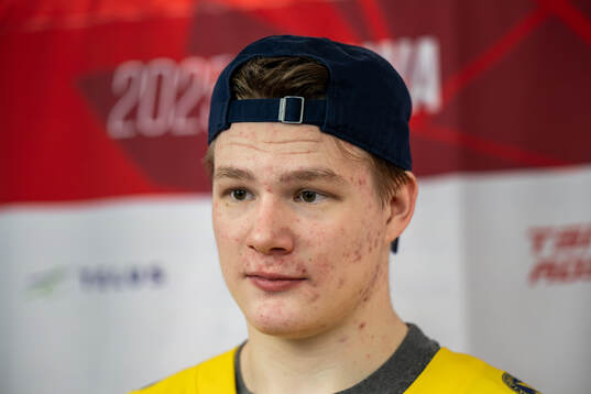 Rasmus Bergqvist of Sweden is interviewed