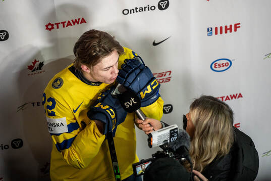 Anton Wahlberg of Sweden is interviewed