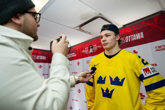 Anton Wahlberg of Sweden is interviewed