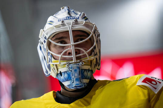 Goaltender Marcus Gidlöf of Sweden