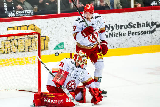 Kalmars målvakt Blake Pietila och Henrik Nilsson