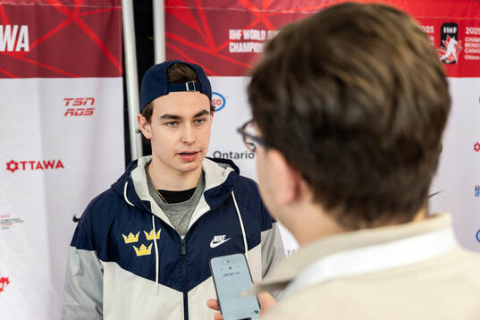 Felix Unger Sörum of Sweden at a press event