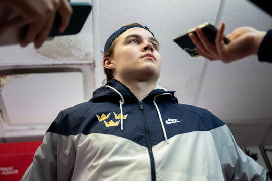 Axel Sandin-Pellikka of Sweden at a press event