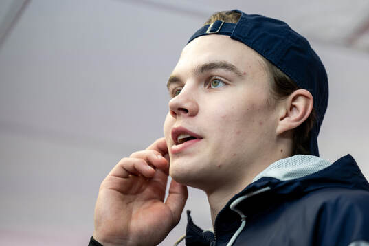 Axel Sandin-Pellikka of Sweden at a press event