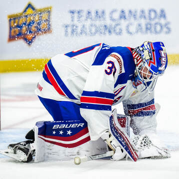 Goaltender Hampton Slukynsky of USA