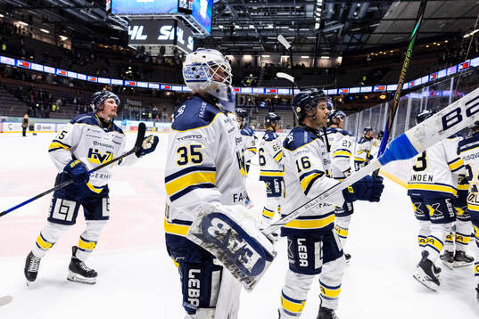 HV71s målvakt Olof Glifford jublar