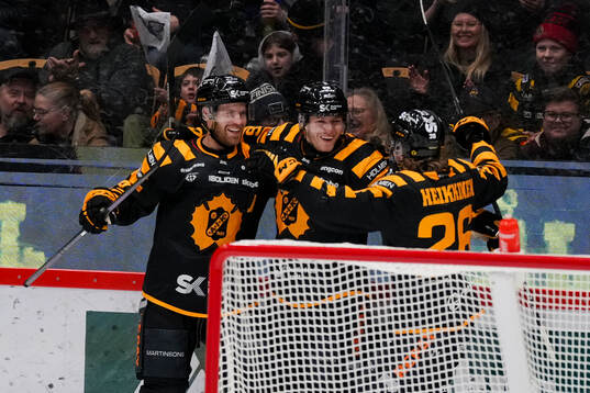 Skellefteås Oscar Lindberg och Rickard Hugg jublar